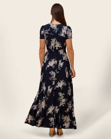 Annick - Ambre Maxi Dress Fit & Flare Floral Print Navy