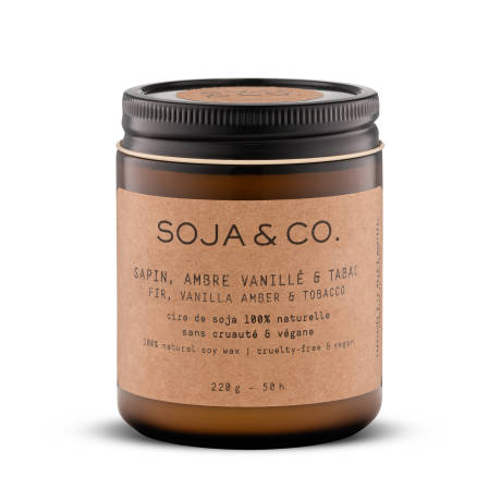 SOJA&CO. Soy Wax Candle — Fir, Vanilla Amber & Tobacco 8oz