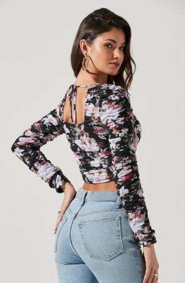 ERICA FLORAL RUCHED TOP