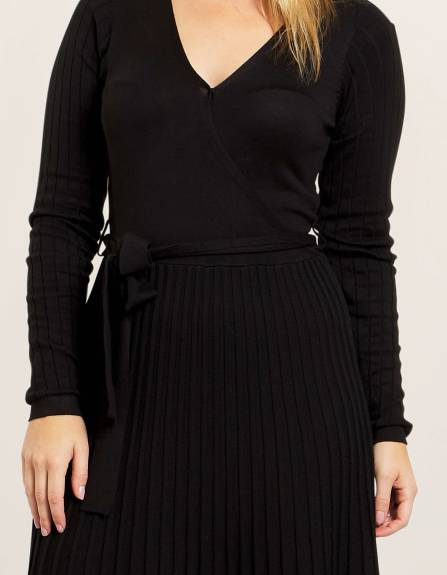 Annick - Adelina Dress Knit Pleated Skirt Crossover Top