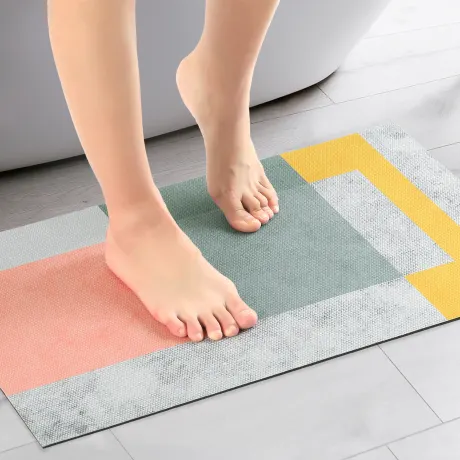 PiccoCasa - tapis de bain moderne abstrait rétro coloré 20" x 32"