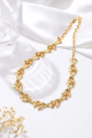Classicharms-Gold Butterfly Statement Choker Chain Necklace