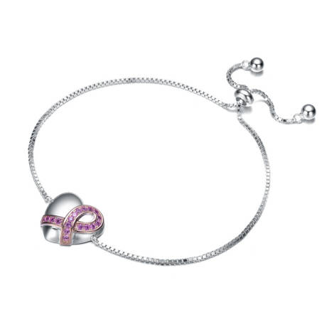 Rachel Glauber White Gold Plated with Heart Charm Adjustable Bracelet