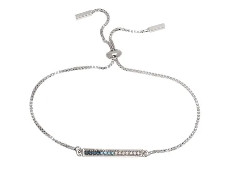 Bracelet ajustable en barre graduée en cristal mixte bleu et argenté- callura