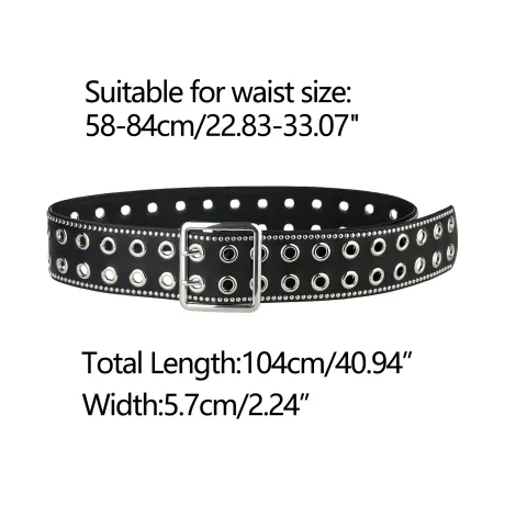 Allegra K- Grommet Wide Waist Belt Metal Pin Buckle