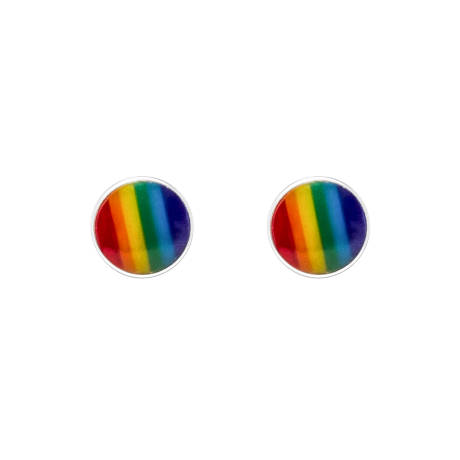 Ag Sterling - Boucles d'oreilles circulaires multicolores en argent sterling