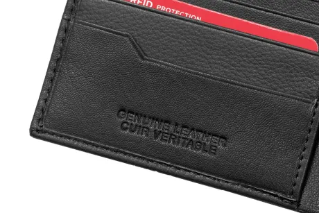 CHAMPS Black Label RFID Leather Bi-Fold Wallet, Black