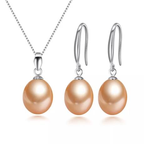 Ensemble de boucles d'oreilles et collier classiques en perles de culture d'eau douce pêche- Signature Pearls
