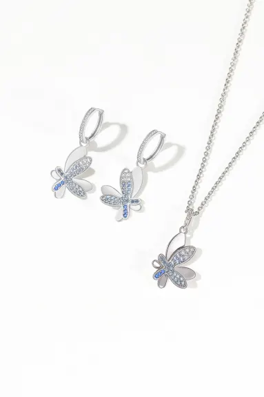Classicharms-Pavé Diamond Butterfly Dangle Drop Hoop Earrings