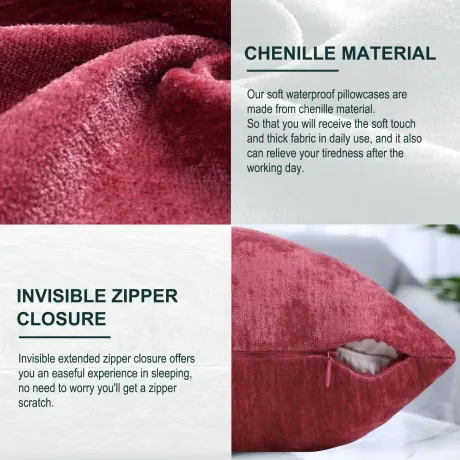 PiccoCasa- Chenille Decorative Water Repellent Couch Pillowcase 16x16 Inch
