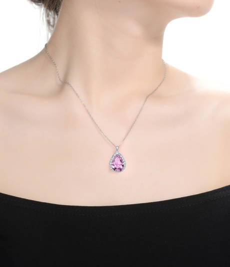 Rachel Glauber Pear-shaped Pendant with Colored Cubic Zirconia