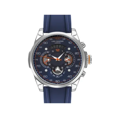 LEE COOPER-Men's Silver 48mm  watch w/Blue Dial