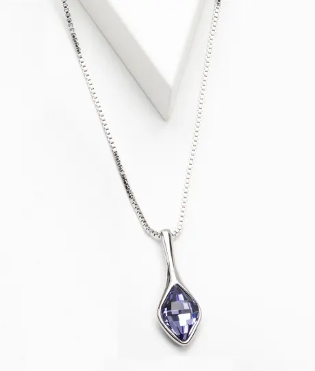 Rhodium Plated Crystal Marquis Pendant Necklace in erinite - callura
