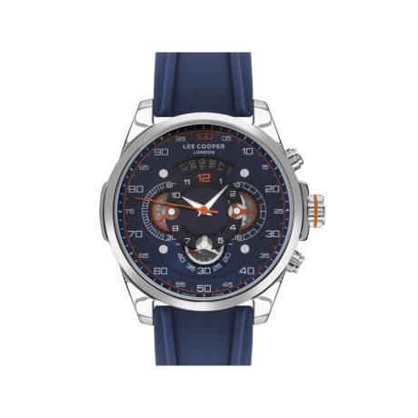LEE COOPER-Men's Silver 48mm  watch w/Blue Dial