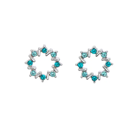 Turquoise Crystal Wreath Stud Earrings made with Quality Austrian Crystals - MICALLA