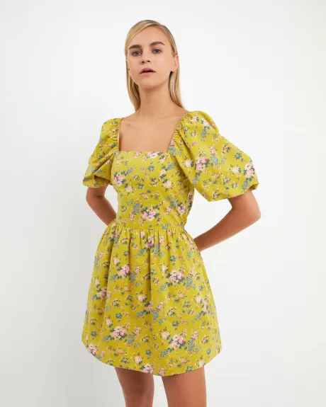 English Factory- Floral Back Cutout Mini Dress