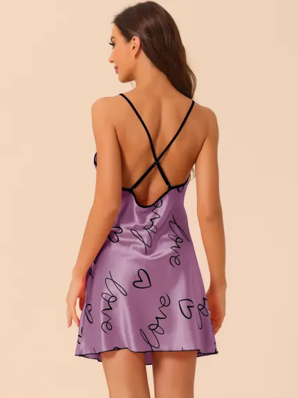 cheibear - Heart Print Lounge Mini Nightgown