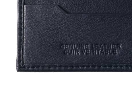 CHAMPS Black Label Leather RFID Flip-up Passcase Wallet, Navy