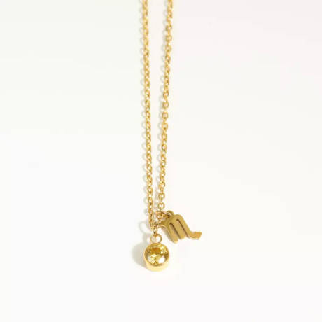 Goldtone zodiac and birthstone necklace in stainless steel - Scorpio - Eva Sky2