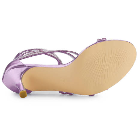 Allegra K- Ankle Strap Rhinestone Stiletto Heels Sandals