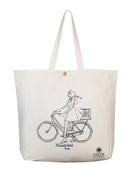 Annick - Girl On Bicycle Illustration Canvas Tote Bag
