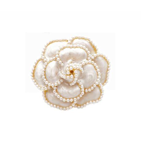 Faux Pearl Layered Rose Flower Brooch - Don't AsK