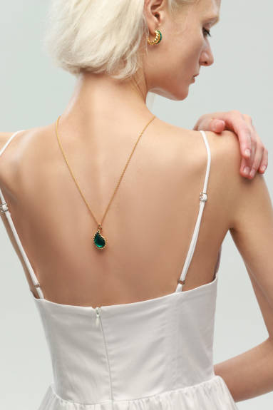 Classicharms-Drop Shape Emerald Necklace