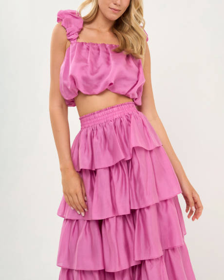 endless rose- Puff Sleeve Cropped Top