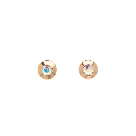 Boucles d'oreilles circulaires délicates en cristal doré, fabriquées avec des cristaux autrichiens de qualité.