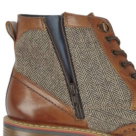 Roamers - Mens Herringbone Leather Ankle Boots