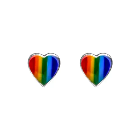 Ag Sterling - Boucles d'oreilles en argent sterling avec cœur multicolore