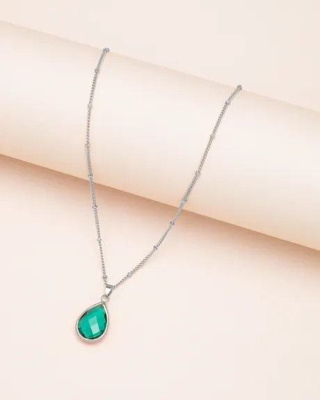 Goldtone May Emerald Birthstone Teardrop Necklace - Don't AsK