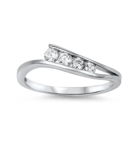Sterling Silver & CZ Curved Journey Ring - Ag Sterling