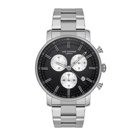 LEE COOPER-Men's Silver 43.5mm  watch w/Black Dial