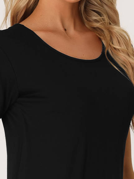 cheibear - Round Neck Basic T-Shirt Nightgown