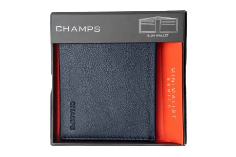 CHAMPS Minimalist Leather RFID Slim Cardholder Wallet, Brown
