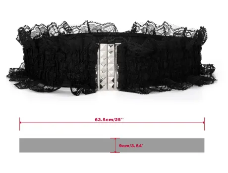Allegra K- Interlocking Buckle Mesh Lace Decor Waist Belt