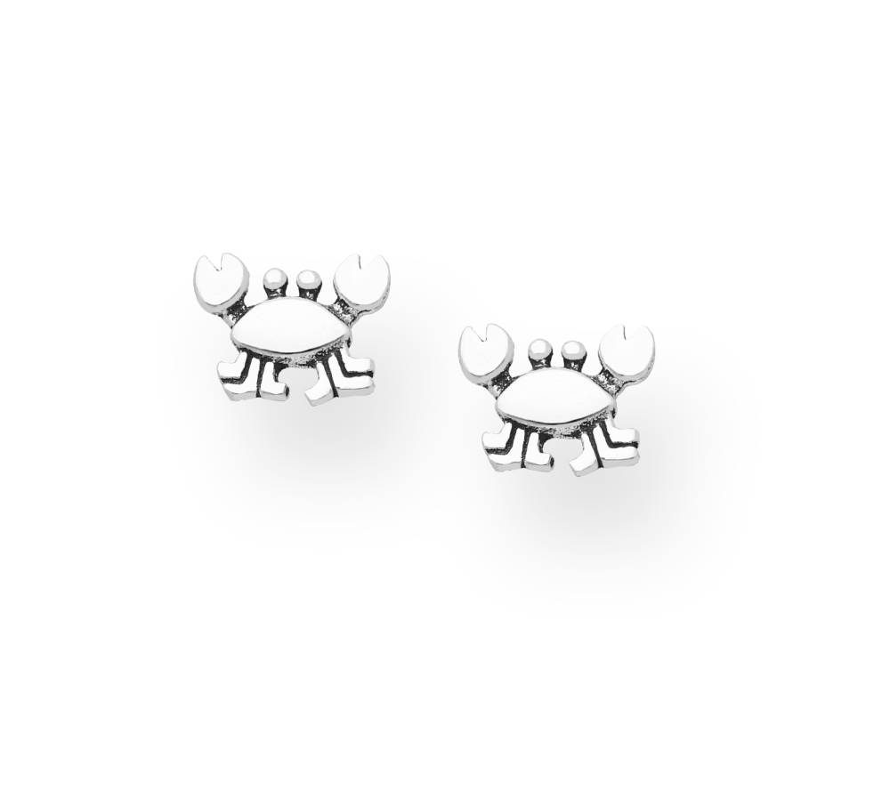 Ag Sterling - Sterling Silver Cute Crab Stud Earrings