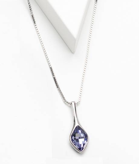 Rhodium Plated Crystal Marquis Pendant Necklace in erinite - callura