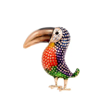 Multi Colored & Goldtone Toucan Bird Brooch - Don't AsK