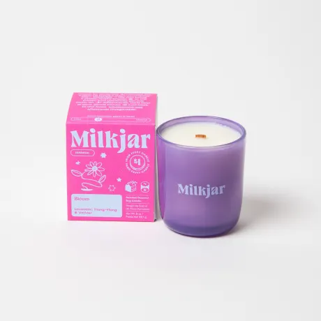 Milk jar Bloom Essential Oil Candle | Lavender, Ylang-Ylang & Vetiver 8oz