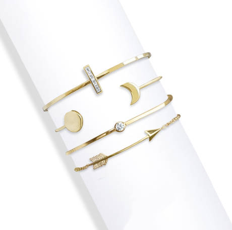 Goldtone Clear Arrow and Bar Crystal Bracelet Set made with Quality Austrian Crystals - MICALLA