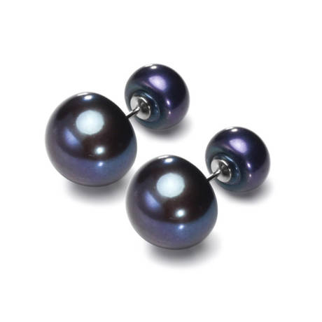 Boucles d'oreilles clous en perle de culture d'eau douce noire en forme de bouton- Signature Pearls