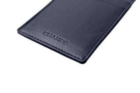 CHAMPS Minimalist Leather RFID Smart Tap Wallet, Navy