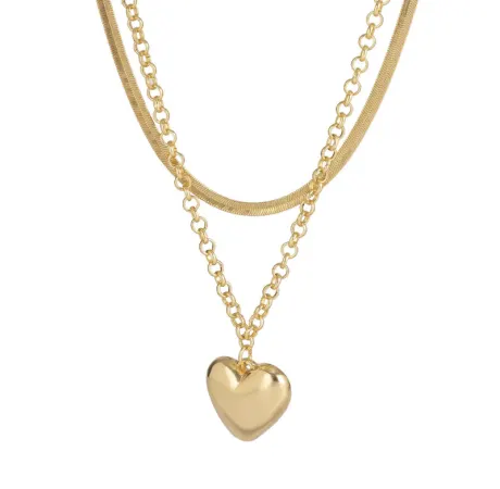 Goldtone Layered Heart Pendant Necklace- Don't AsK