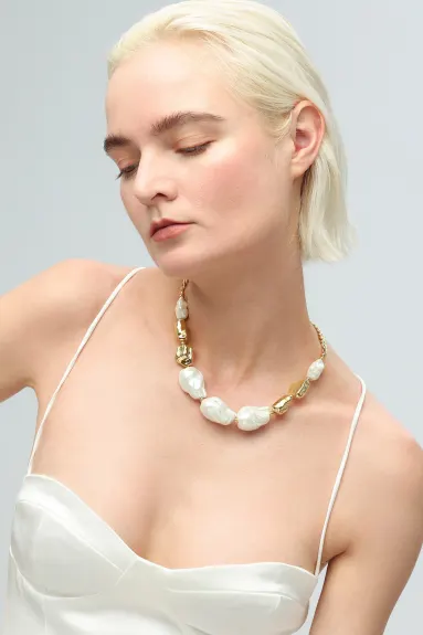 Classicharms-Large Baroque Pearl Statement Necklace
