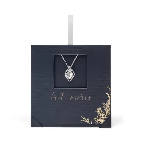 Holiday Gift Envelope with Clear Crystal Rivoli Pendant Necklace - callura