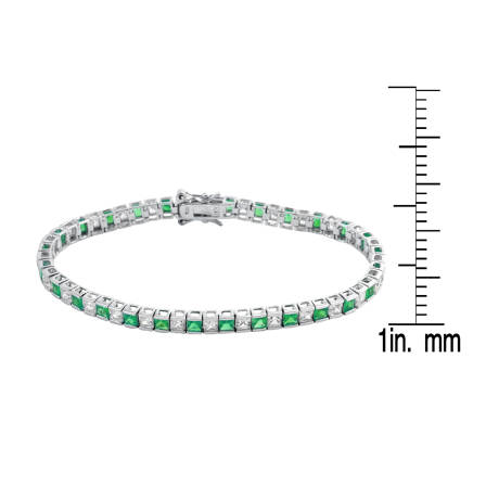 Genevive Bracelet de tennis élégant en argent sterling avec oxyde de zirconium carré coloré