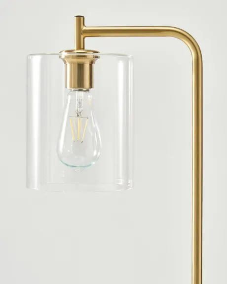 Elizabeth Led Contemporary Floor Lamp With Glass Shade & Edison Bulb