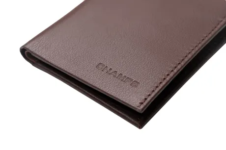 CHAMPS Minimalist Leather RFID Slim Sleeve Cardholder Wallet, Navy